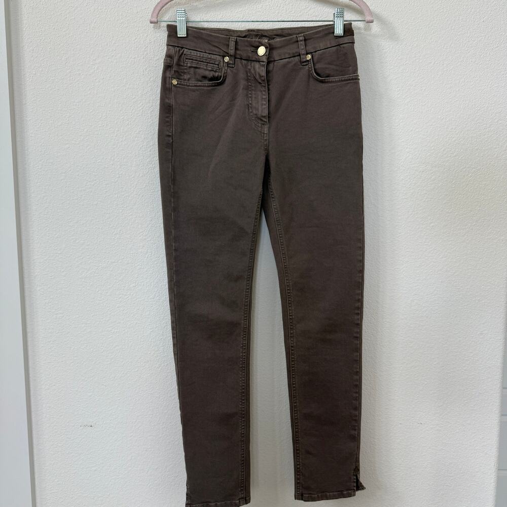 Pamela Henson Gracious Denim Skinny Pants Brown Stretch Made in Italy Women IT36
